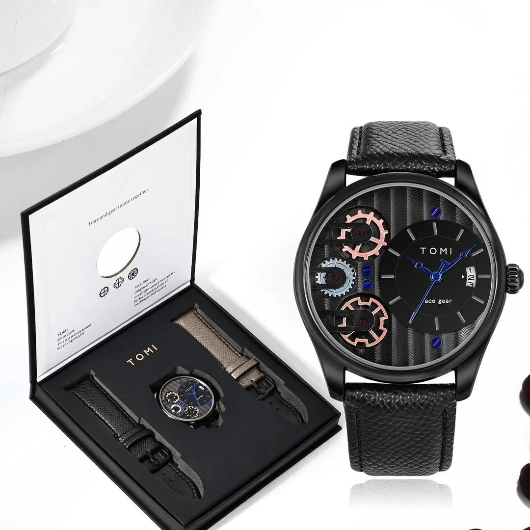Tomi T-106 Face Gear Dual Strap Luxury Watch